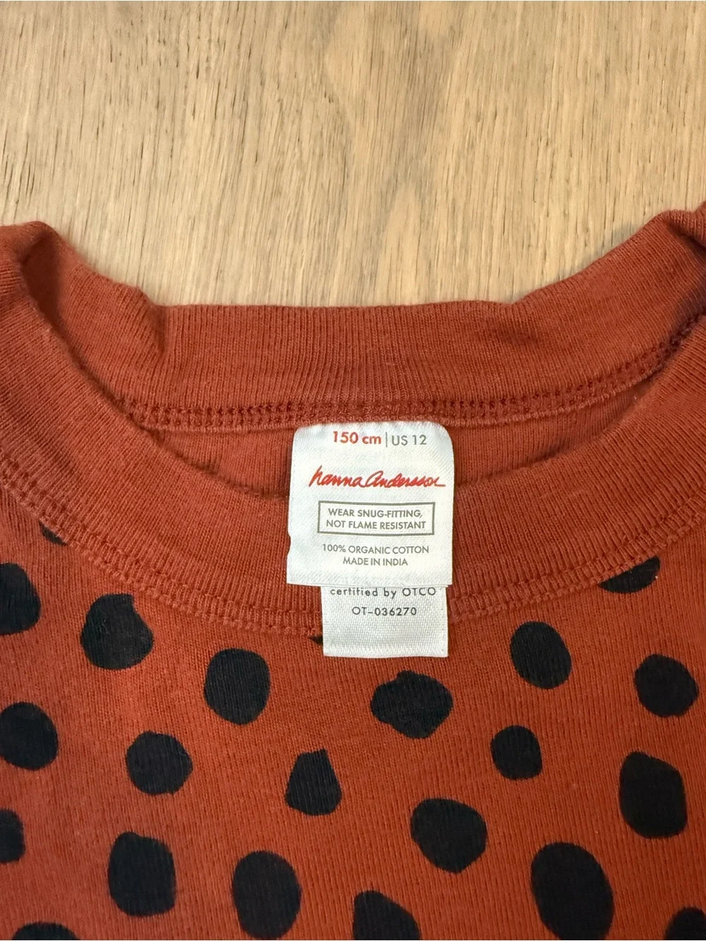 Hanna Andersson Girls Rust/Brown Pajama Pant Set with Black Dot Print